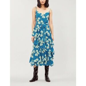 sale! BORGO DE NOR COCO ORCHID LEOPARD PRINT CREPE MIDI DRESS SIZE 6 MED